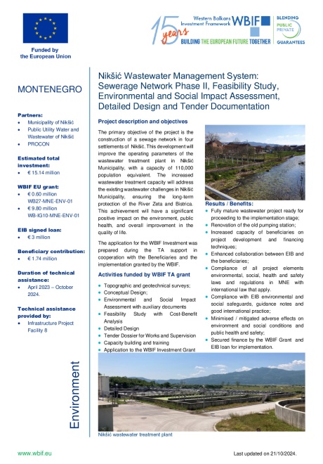 Nikšić Wastewater Management System: Sewerage Network Phase II